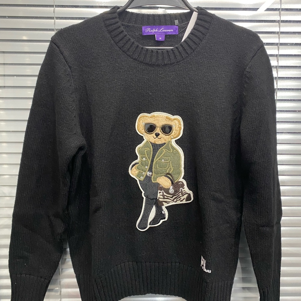 Ralph Lauren Black Sweater with Bear Design